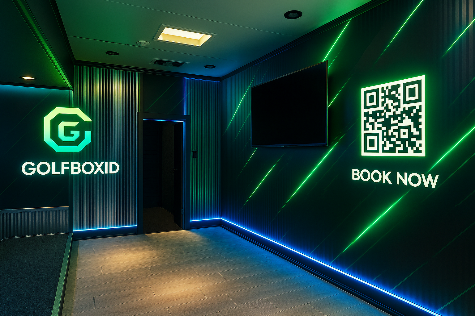 Interior design of the GOLFBOXID trailer with LED lighting